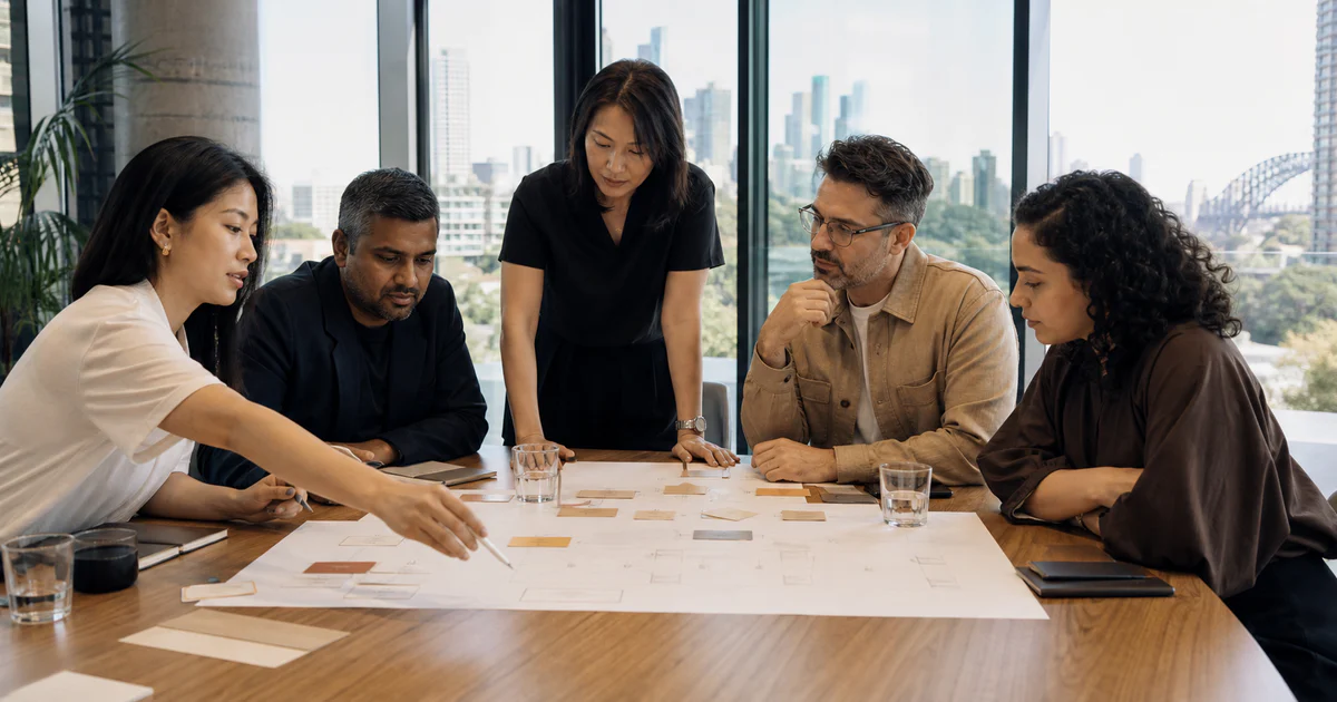 A diverse Australian team assessing a Data Engineering architecture